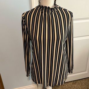 Anne Klein Women’s Medium Striped High Neck Blouse